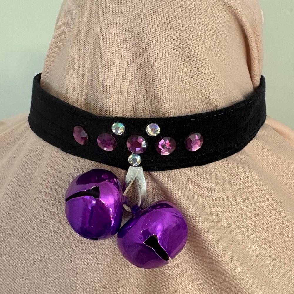 Cat Party Choker with Purple Bells Collar Cosplay